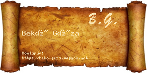 Bekő Géza névjegykártya