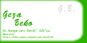 geza beko business card